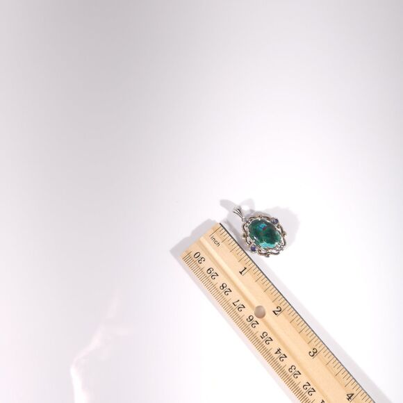 Chrysocolla and Iolite Necklace 14k YG and Sterling Silver - Picture 10 of 10